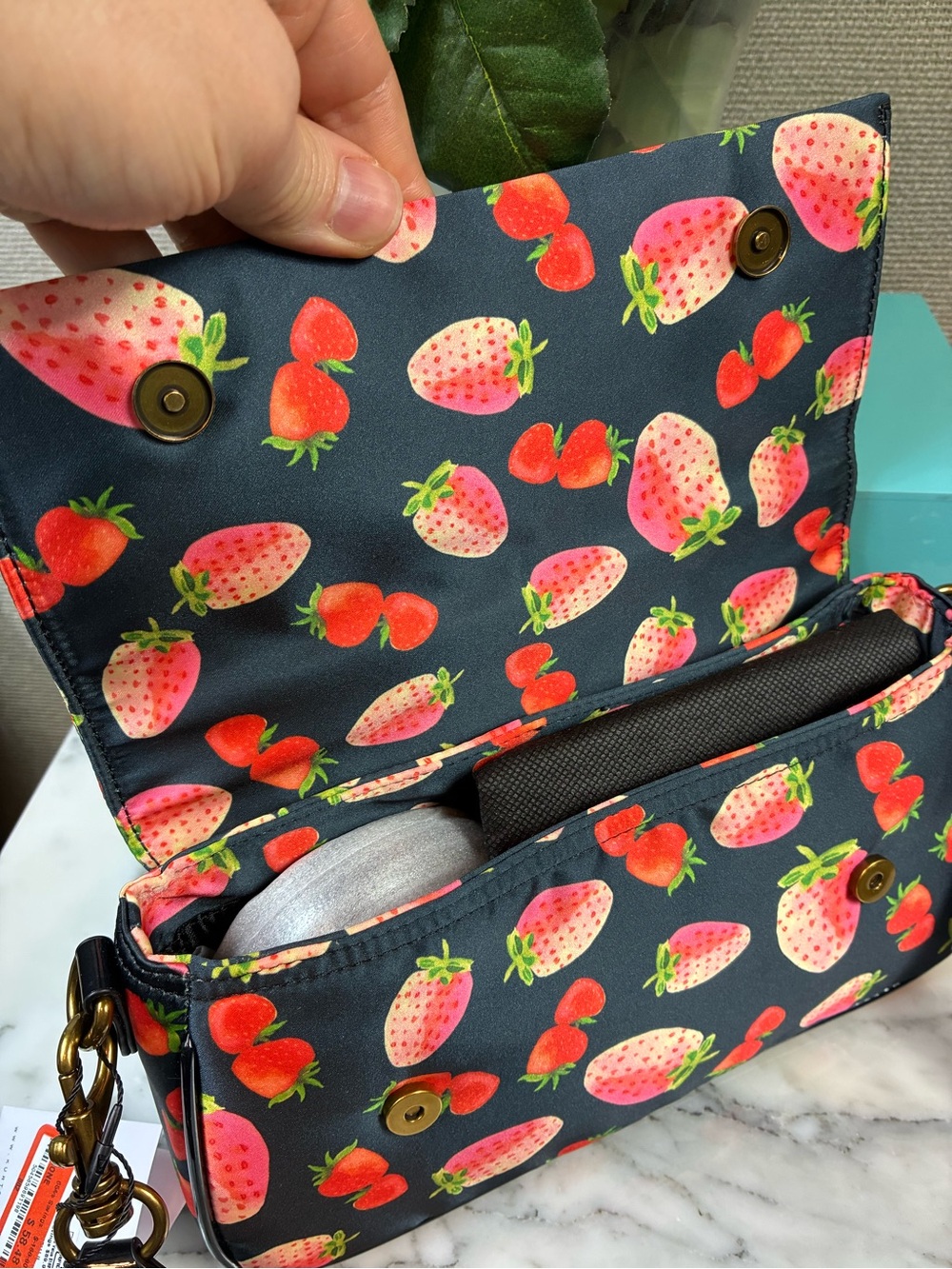 Kurt Geiger Strawberry Portobello Nylon Flap Bag - NWT 🍓 - Picture 8 of 11